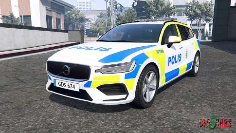 Volvo V60 T6 2018 Swedish Police [ELS] for GTA 5